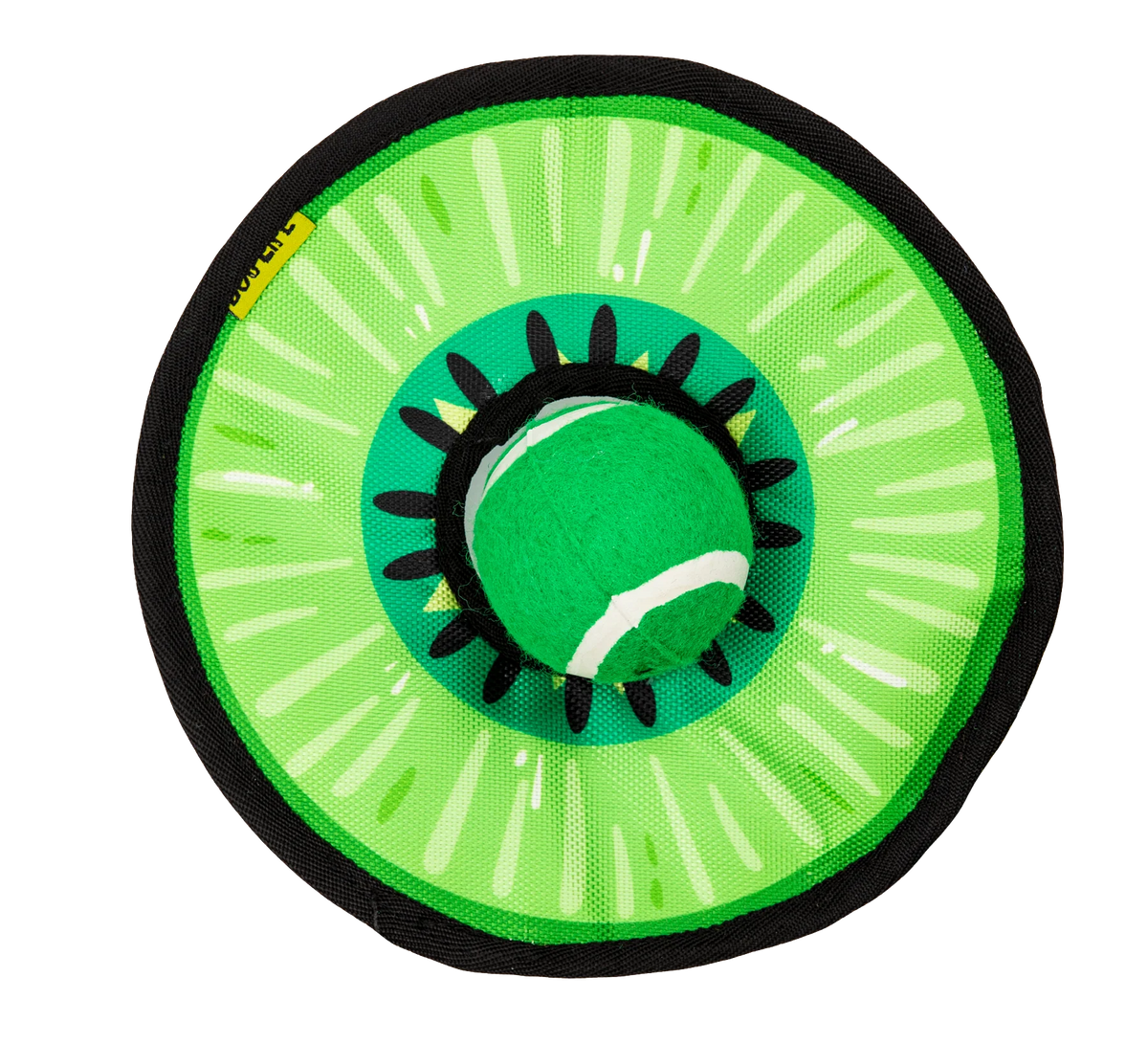 NEW: 2-in-1 Dog Toy - tough fabric frisbee with detachable tennis ball (case of 6)